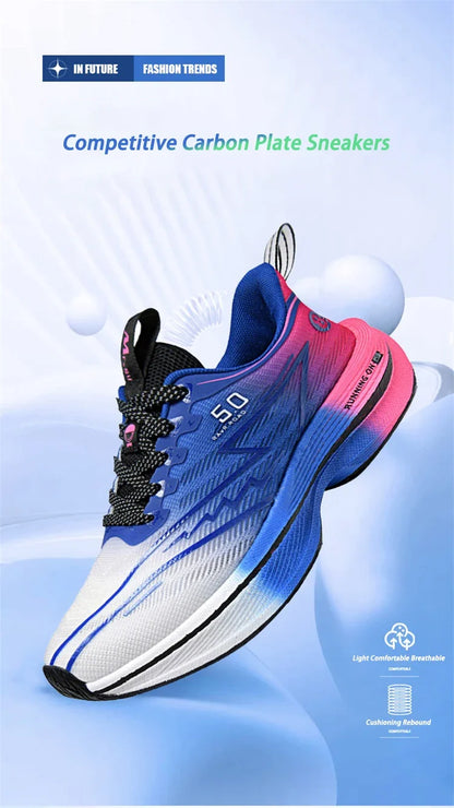 New Men's Carbon Plate Running Shoes Soft Cushion Shock Absorbing Sports Shoes Unisex Lightweight Anti-Slip Training Sneakers