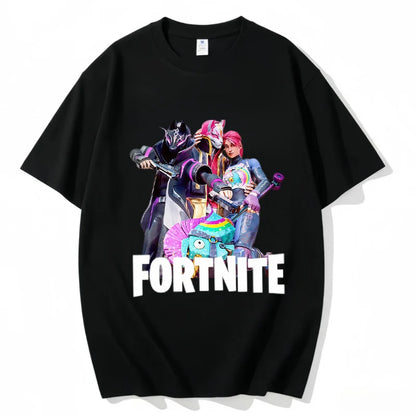 Fortnite Rundhals-T-Shirt für Erwachsene, unisex, Gaming-Dance-Mode, neu, aus reiner Baumwolle, kurzärmeliges Oberteil, perfekt für Freizeit und Urlaub