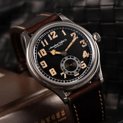 Hruodland 2024 New Retro Classic Men Watches Automatic Mechanical Stainless Steel Brown Leather Diving Wristwatch for Male