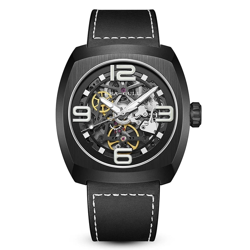 2025 Seagull Men's Mechanical Watches 44MM Skeleton Dial Luxury Man Wristwatch Sapphire Stainless Steel Waterproof Clock 6167