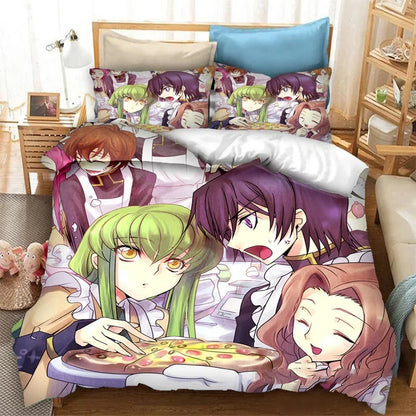 Madingas 3D spausdintas anime Code Geass antklodės užvalkalas, 2/3 vnt. patalynės komplektas, Double Twin Full Queen King dydžiai, suaugusiesiems ir vaikams