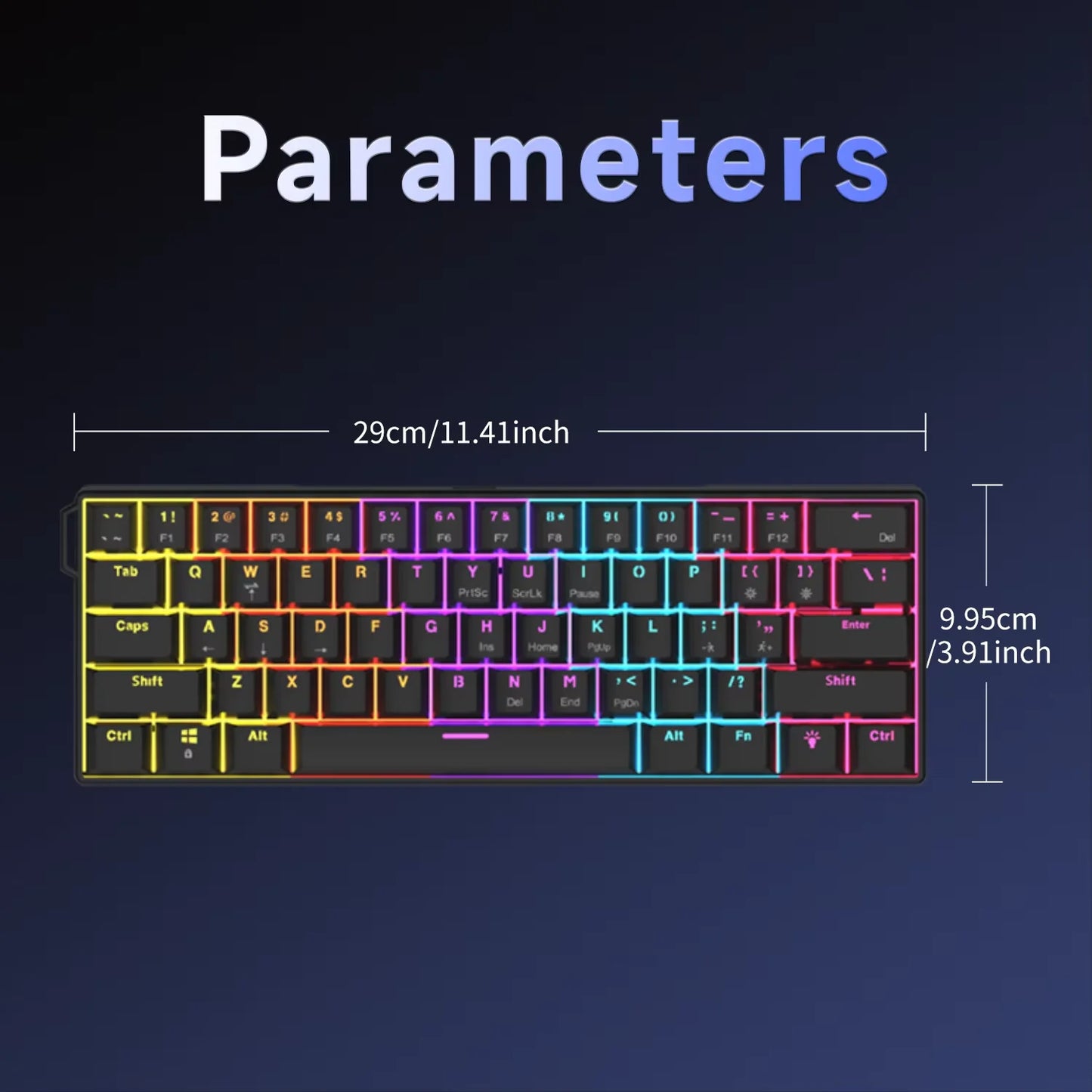 AJAZZ NK61 61-Key Red Switch Wired Mechanical Keyboard with Hot-Swappable Keys and RGB Lighting, Suitable for PC and Mac