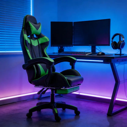 Gaming chair Gaming armchair Height Adjustable Office Chair with Adjustable Recumbent Function with Cat Ears and Pillows