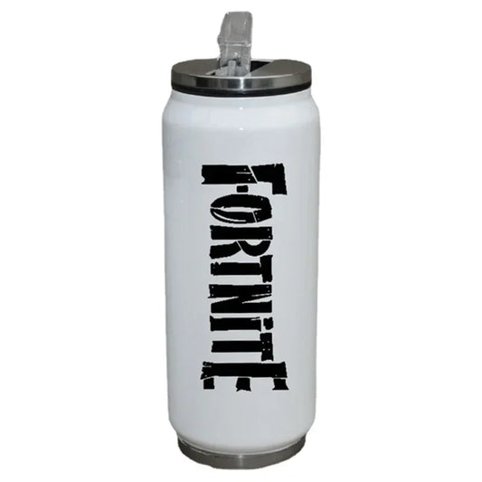 Fortnite Water Cup Straw Cups Outdoor Sports Mugs Stainless Steel Mug Student Portable Drinking Coffee Cup 450ML Birthday Gift