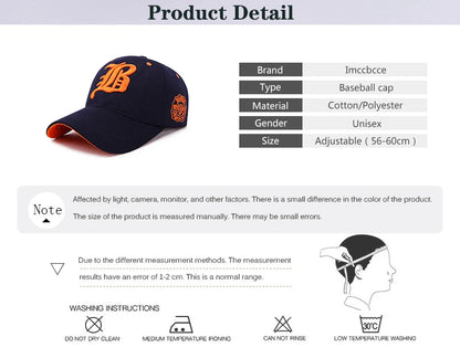 Men Women's Baseball Cap Summer Cotton Hat Embroidery Snapback Hip-Hop Cap Adult Sport Sun Hat Casual Gorra Hombre Visor Dad Hat