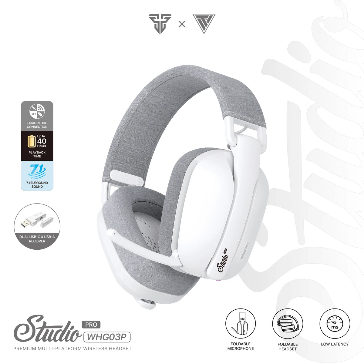 FANTECH WHG03P STUDIO PRO casque de jeu filaire et sans fil Bluetooth 7.1 casque Surround avec micro de réduction de bruit pour PS5 XBOX
