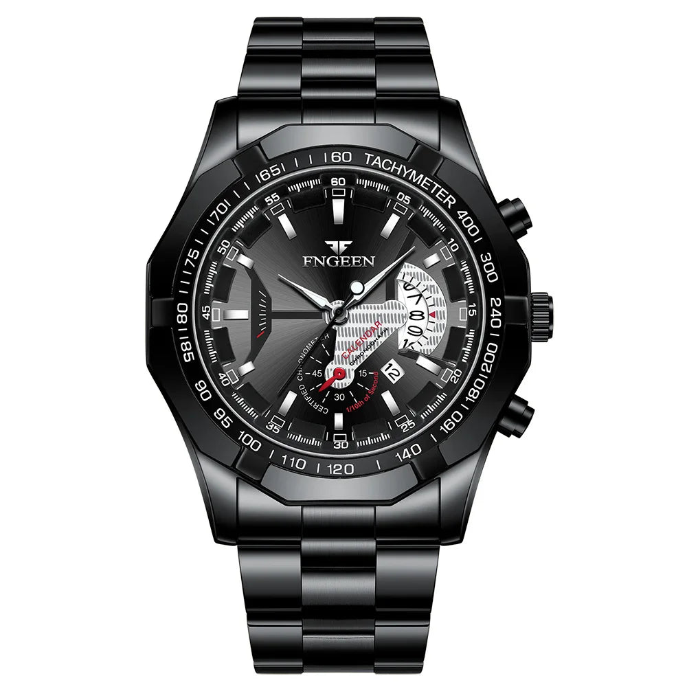 Montre-bracelet à quartz de luxe BINBOND pour homme, lumineuse, étanche, date automatique, en acier inoxydable
