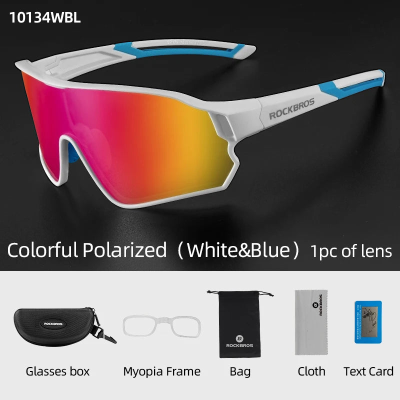 ROCKBROS Polarized Bike Glasses UV400 Sun Protection Cycling Sunglasses Ultralight Large Frame MTB Road Bicycle Eyewear Glasses