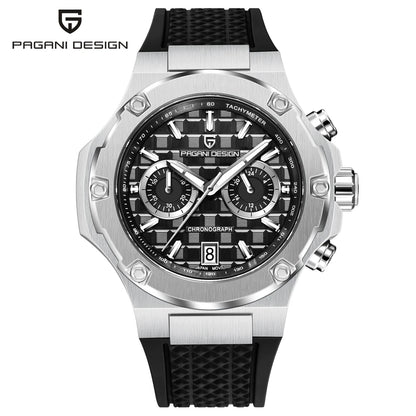 Quartzhorloges voor heren van PAGANI DESIGN – Luxe sportchronograaf, waterdicht, voorzien van lichtgevende wijzers en een saffierglas met antireflectiecoating