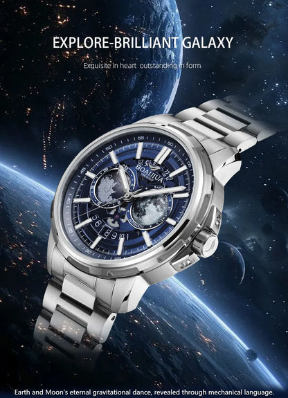 BORIAGE (BOAIJIUA) Automatic Mechanical Watch Creative Starry Sky Watch Water Resistant Mechanical Watches Birthday Gift for Men