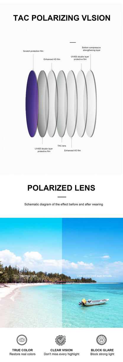 Luxury Acetate Frame Sun Glasses Rectangle Polarized Sunglasses Fashion Design High Quality UV400 Outdoors Eyewear Men Women