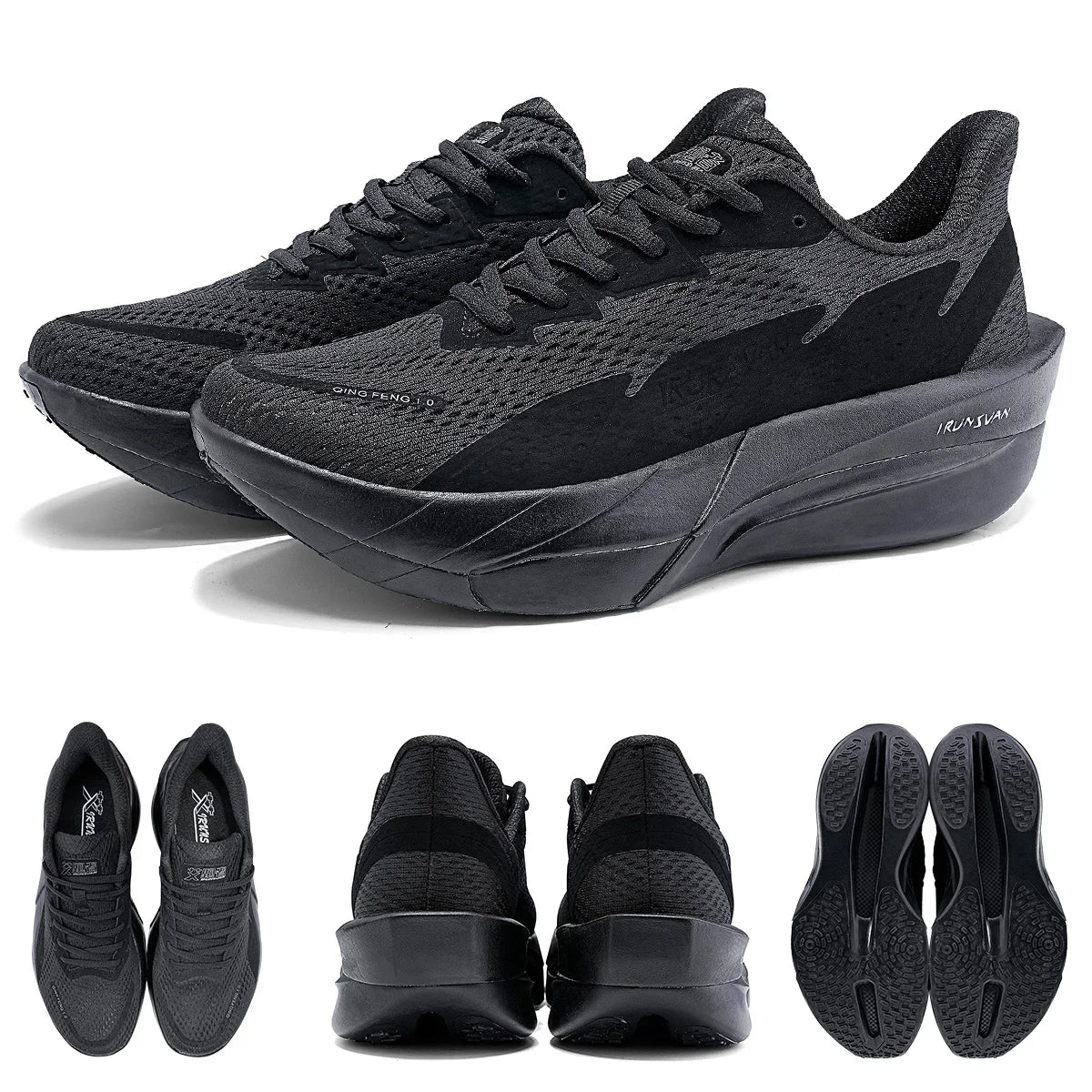 IRUNSVAN Carbon Fiber Sneakers für Einsteiger/Fortgeschrittene, atmungsaktive und bequeme Trainings-Laufschuhe mit dicker Sohle, unisex 130