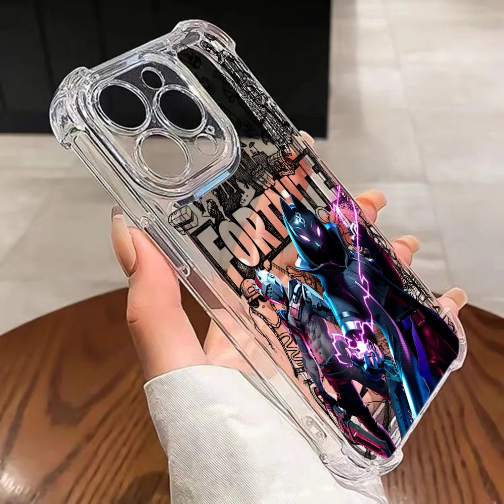 Capa de telemóvel Fortnite para Samsung Galaxy S26 S25 S24 S23 S22 S21 S20 Edge FE Ultra Plus 4G 5G, em TPU transparente antiqueda