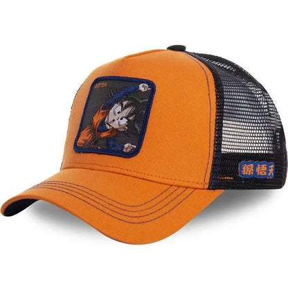 Casquette de baseball ajustable et respirante en maille avec languette brodée « Dragon Ball » : casquette de protection solaire pour hommes et femmes, adaptée aux activités de plein air