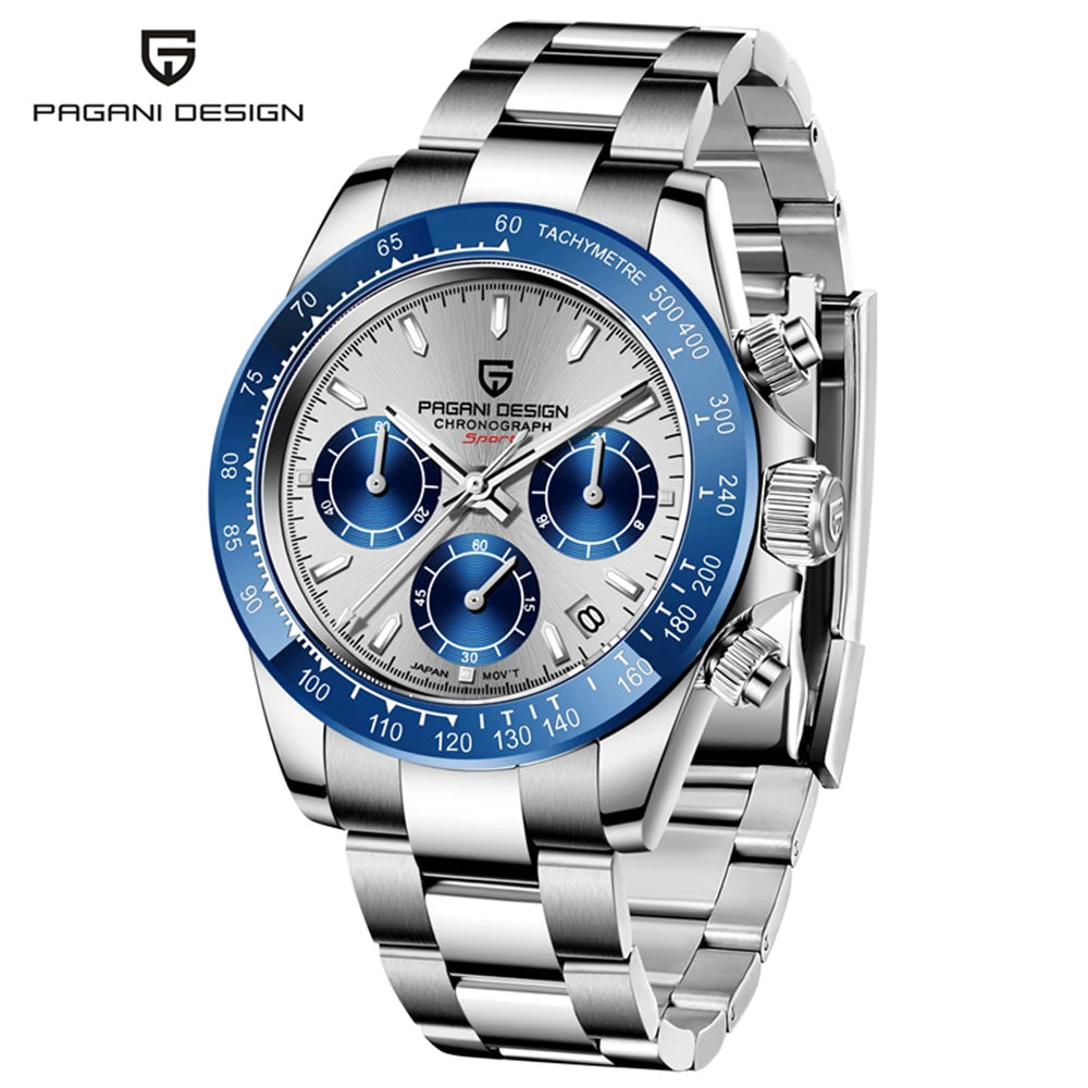 montre chronographe pour homme PAGANI DESIGN– Montre-bracelet à quartz de luxe, lumineuse et étanche.