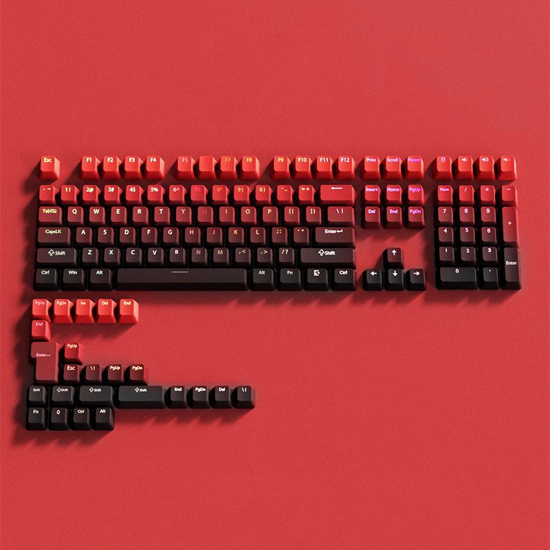 Teclas Gamer RGB retroiluminadas em degradé para teclado mecânico com switch MX, perfil OEM, PBT, branco e azul, layout ISO, teclas DIY