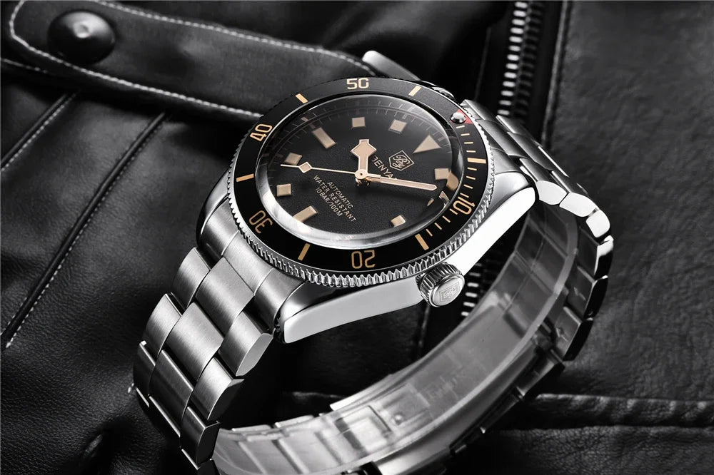 BENYAR 2026 New Men Watches Retro Black Mechanical Automatic luxury watch for men Waterproof Luminous Stainless steel wristwatch