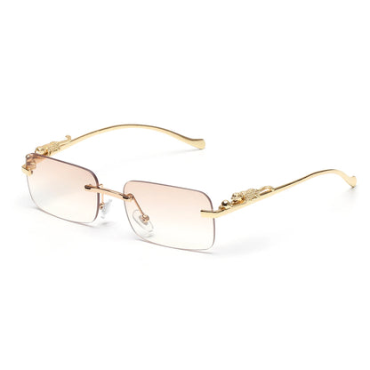 Ruiao rimless sunglasses UV400 fashion square metal glasses for men women designer man's brand sun glasses shades for outdoor