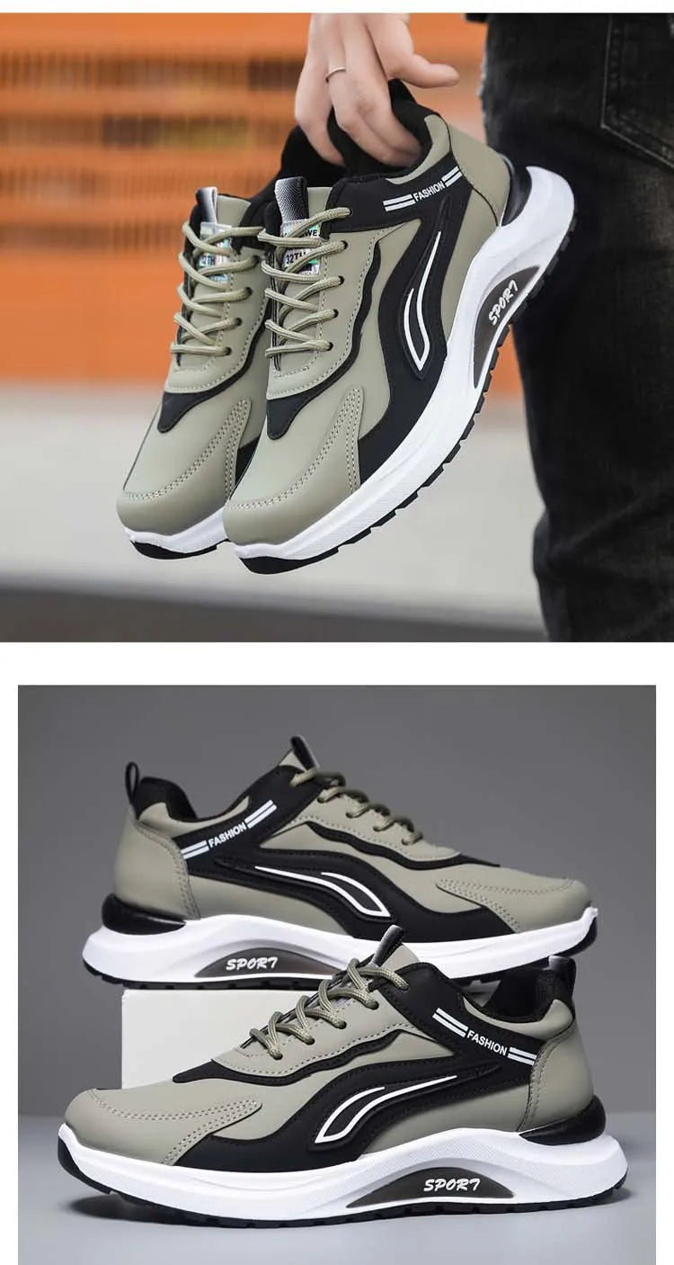 Modne męskie buty sportowe w koreańskim stylu, sznurowane, casualowe, do biegania, wygodne, oddychające, z grubą podeszwą