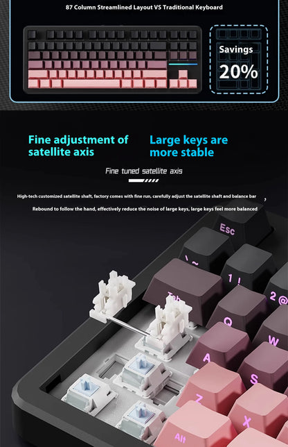 EWEADN X87 Pro Ergonomics Keyboard Mechanical Kids Side Engraving Wireless Bluetooth Triple Gaming 2.4G RGB 87 Layout Customized