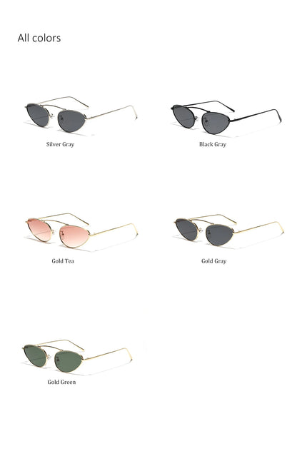 Luxury Brand Cat Eye Sunglasses Women 2025 Fashion Unique Small Oval Sun Glasses Trendy Metal Frame Cool Triangle Eyewear UV400