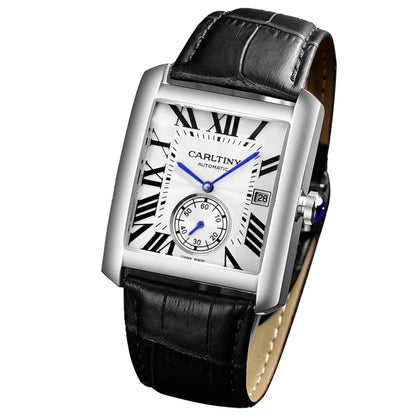 Reloj automático de lujo para hombre – Reloj de pulsera mecánico, modelo elegante de una gran marca, caja cuadrada de acero inoxidable, resistente al agua – CARLTINY