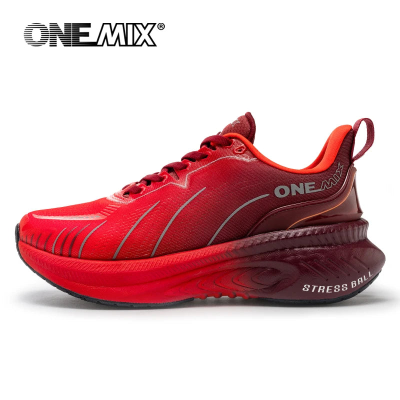 ONEMIX Nye løbesko med støddæmpning til mænd, velegnede til tunge løbere, snøresko til sport, kvinder, skridsikre udendørs atletiske herresneakers