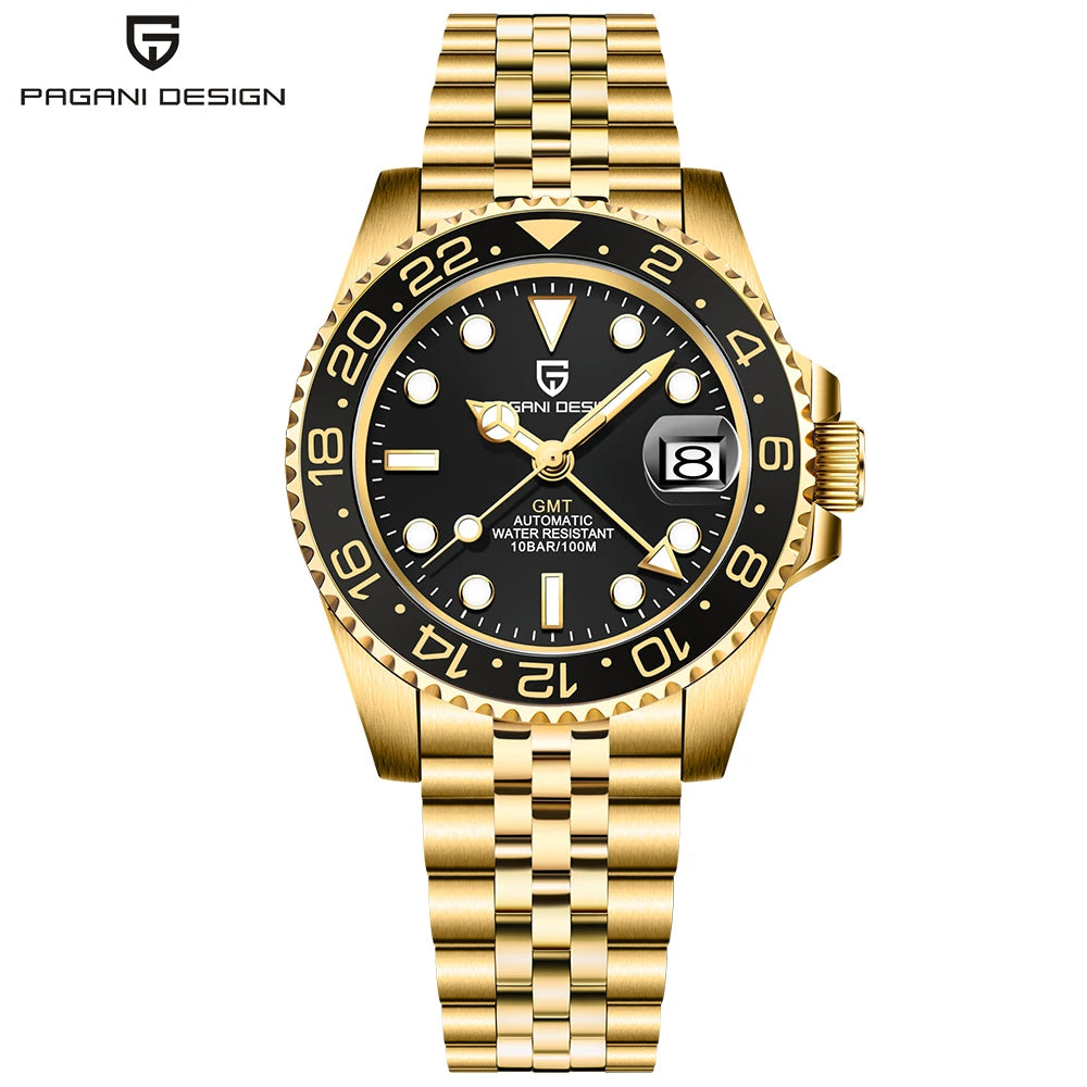 2025 New PAGANI DESIGN Luxurys Men Mechanical Watches Stainless Steel GMT Watch Top Brand Sapphire Glass Men for Watch PD-1662
