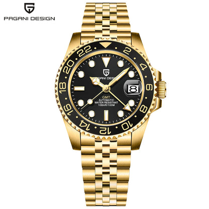 2025 New PAGANI DESIGN Luxurys Men Mechanical Watches Stainless Steel GMT Watch Top Brand Sapphire Glass Men for Watch PD-1662
