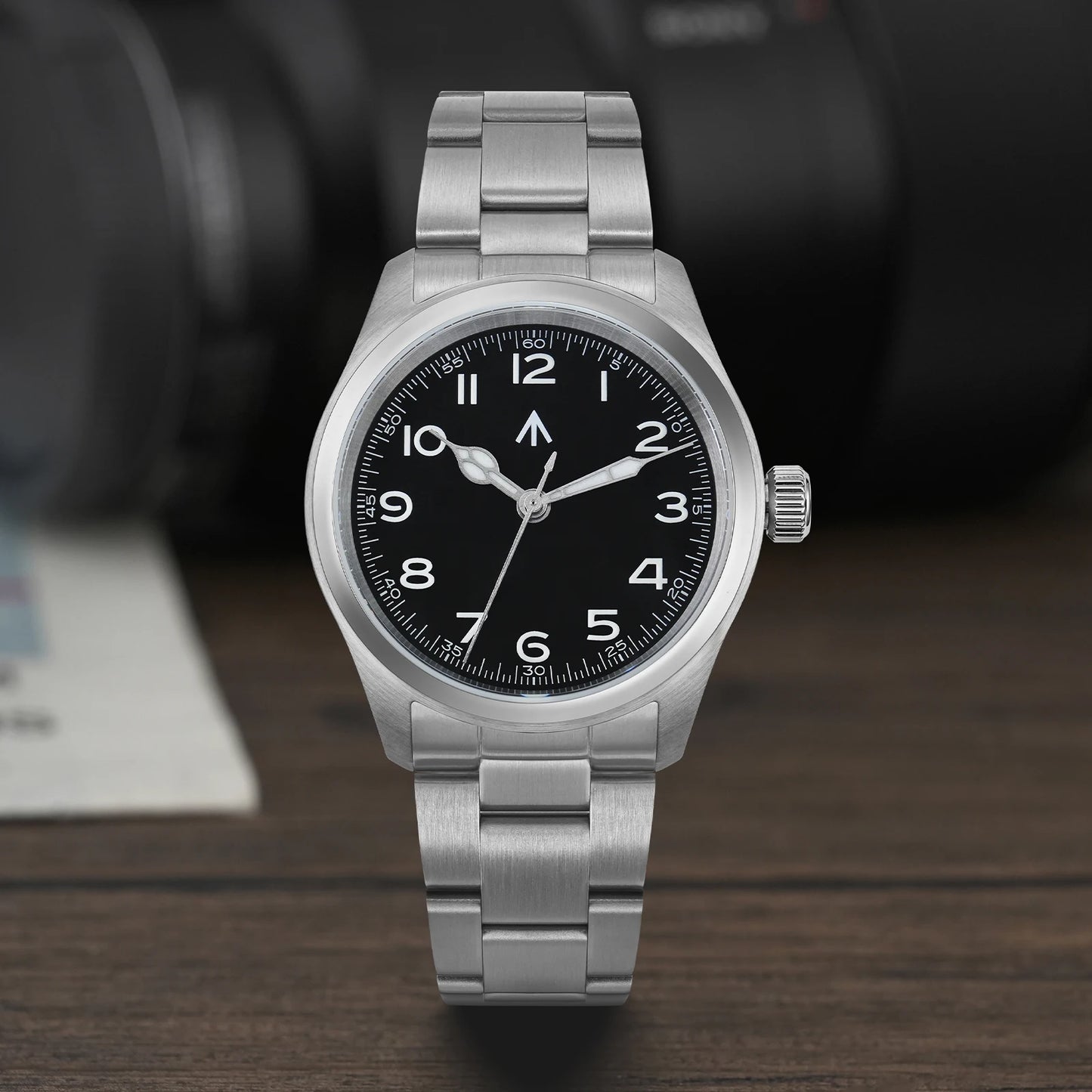 Relógio de Quartzo Vintage Militar Militado ML08 V2 com Movimento VH31, Vidro Duplo de Safira, Luminescência C3 BGW-9, Impermeável, 38mm