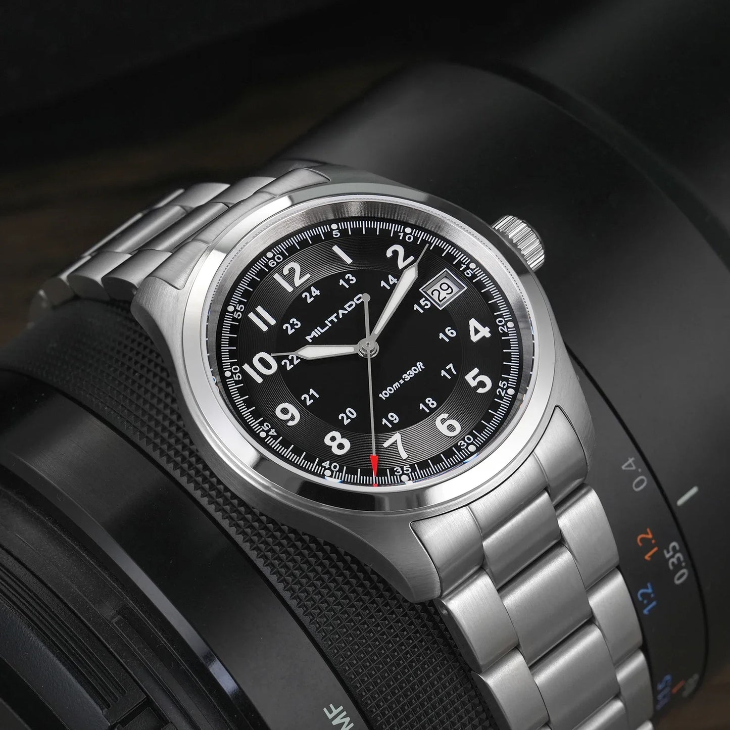 Militado ML08 Vintage Quartz Watch Ronda 515 Movement Ar Sapphire Mirror 38Mm Wrist Watch Date Super Luminous Waterproof Watches