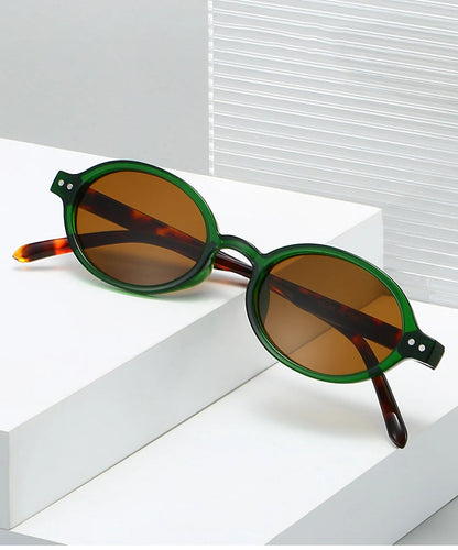 SO&EI Retro Small Oval Sunglasses Women Fashion Rivets Leopard Men Punk Shades UV400 Sun Glasses
