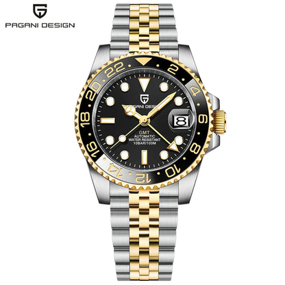 2025 New PAGANI DESIGN Luxurys Men Mechanical Watches Stainless Steel GMT Watch Top Brand Sapphire Glass Men for Watch PD-1662