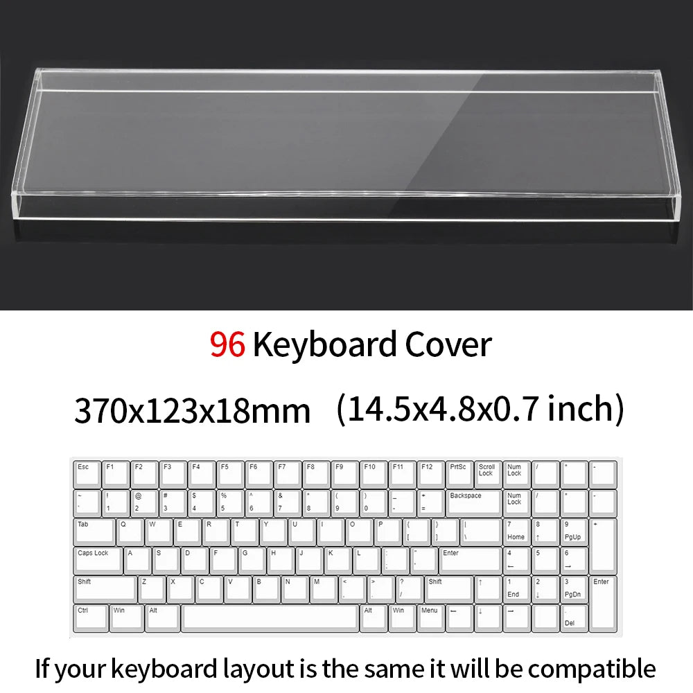 Funda protectora transparente de acrílico para teclado mecánico, cubierta antipolvo para teclado de 60/61/64 96 98104/108 teclas y cubierta para ratón