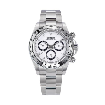 Sugess Diving Mens Watch Panda Automatic Mechanical Chronograph Peacock SL4801 Movement Wristwatch Waterproof Ceramic Bezel New