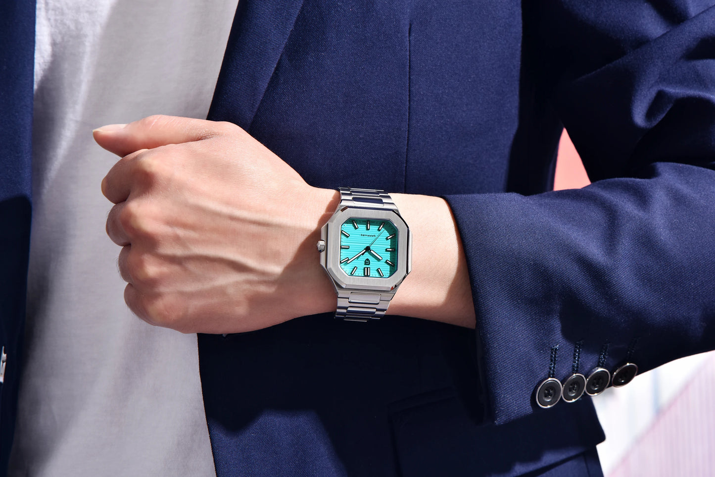 Nuovo orologio di lusso quadrato PAGANI DESIGN 2026 da uomo al quarzo, vetro zaffiro AR, movimento giapponese, luminoso, in acciaio 316L all steel