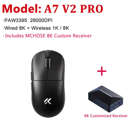 MCHOSE A7 V2 Ultra/Pro Lightweight Wireless Gaming Mouse Dual 8000Hz PAW3950 TI 42000DPI Mice For PC E-sports Gamer