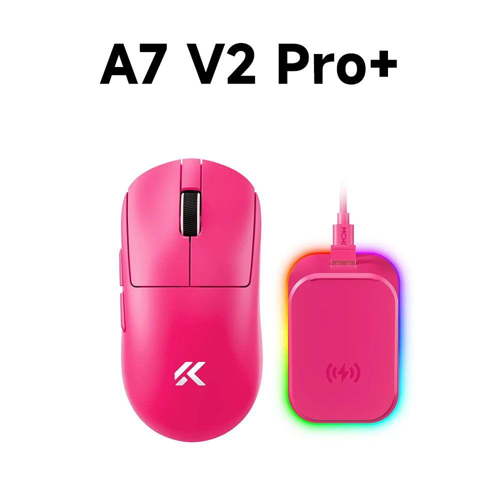 Ratón gaming inalámbrico ligero MCHOSE A7 V2 con doble tasa de sondeo de 8,000Hz, PAW3950 TI, para gaming, esports y oficina