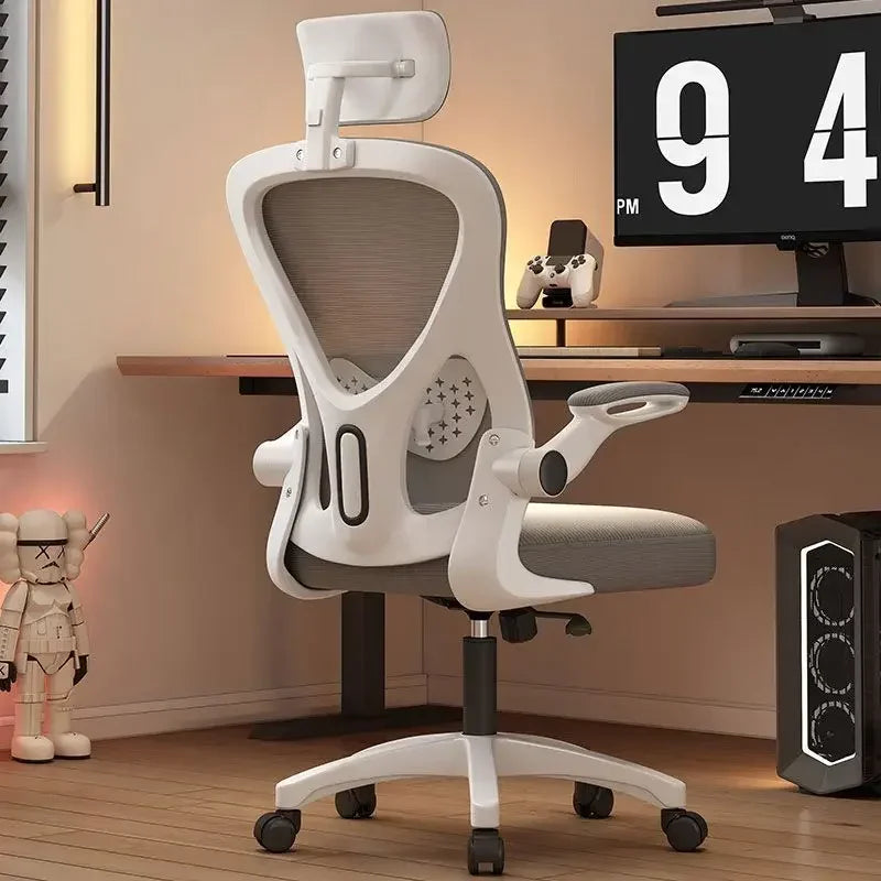 Chaise de bureau pour ordinateur, chaise de bureau ergonomique pour jeux, réglable en hauteur, pivotante, inclinable, avec soutien lombaire, appui-tête et dossier en maille.
