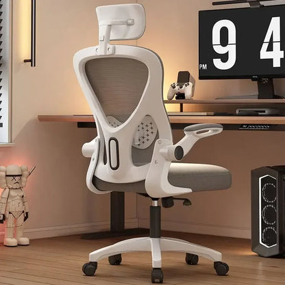 Chaise de bureau pour ordinateur, chaise de bureau ergonomique pour jeux, réglable en hauteur, pivotante, inclinable, avec soutien lombaire, appui-tête et dossier en maille.