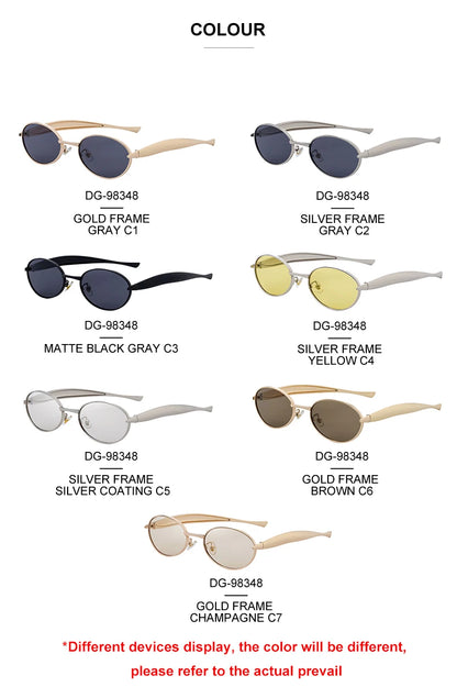 Sexy Small Oval Punk Sunglasses Women 2026 Luxury Vintage Steampunk Metal Frame Sun Glasses For Ladies Trendy Traveling Shades