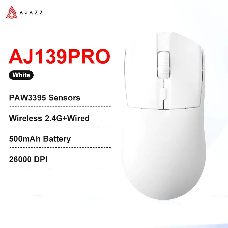Mouse de gaming wireless AJAZZ AJ139 V2 MC/AJ139 PRO, senzor PAW3311/PAW3395, 12000DPI/26000DPI, 500mAh, mouse Bluetooth pentru PC