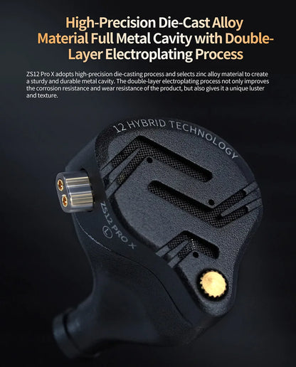 KZ ZS12 PRO X Hybrid Dynamic & Balanced Armature Technology IEM Earphone Upgrade HiFi Bass In Ear Headphone Tunning Wire Headset
