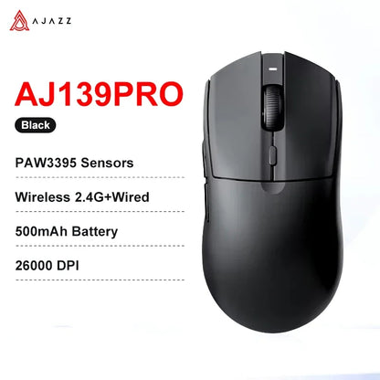 Mouse de gaming wireless AJAZZ AJ139 V2 MC/AJ139 PRO, senzor PAW3311/PAW3395, 12000DPI/26000DPI, 500mAh, mouse Bluetooth pentru PC