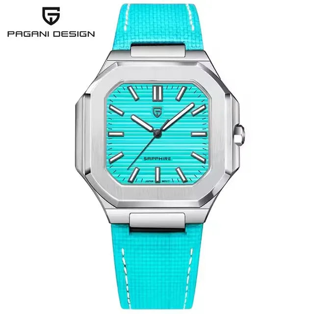Nuovo orologio di lusso quadrato PAGANI DESIGN 2026 da uomo al quarzo, vetro zaffiro AR, movimento giapponese, luminoso, in acciaio 316L all steel