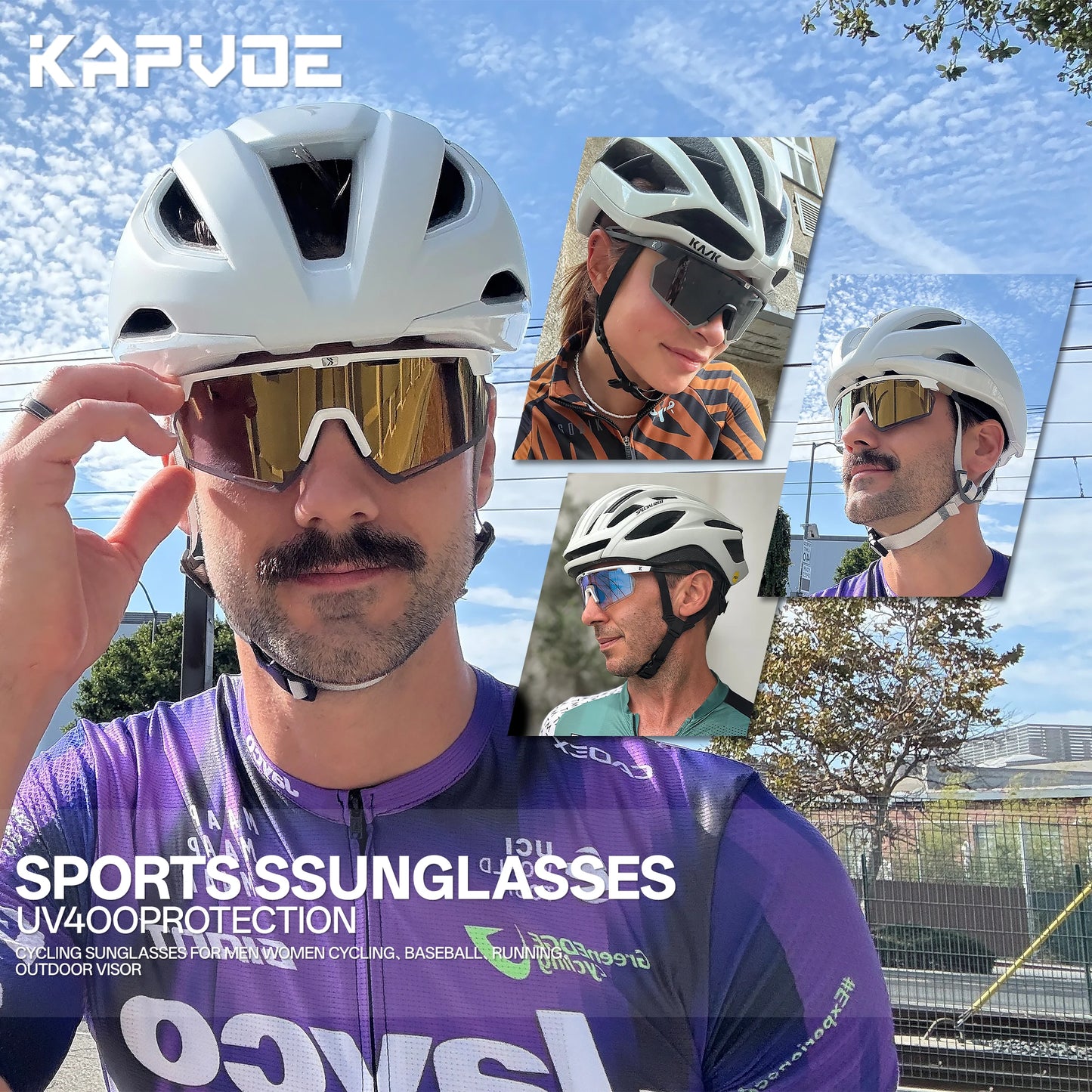 Kapvoe Real Carbon Fiber Cycling Glasses Sunglasses for Men Lightweight Photochromic UV400 MTB Bike Bicycle Sports Eyewear