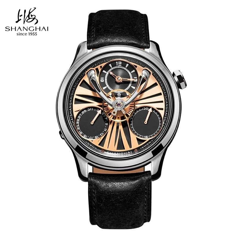 Shanghai Watch Central Flywheel Men's Watches 42.5mm Automatic Watches Fashion 316L Stainless Steel Mechanical Wristwatch 877
