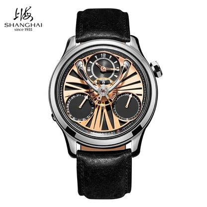 Shanghai Watch Central Flywheel Men's Watches 42.5mm Automatic Watches Fashion 316L Stainless Steel Mechanical Wristwatch 877