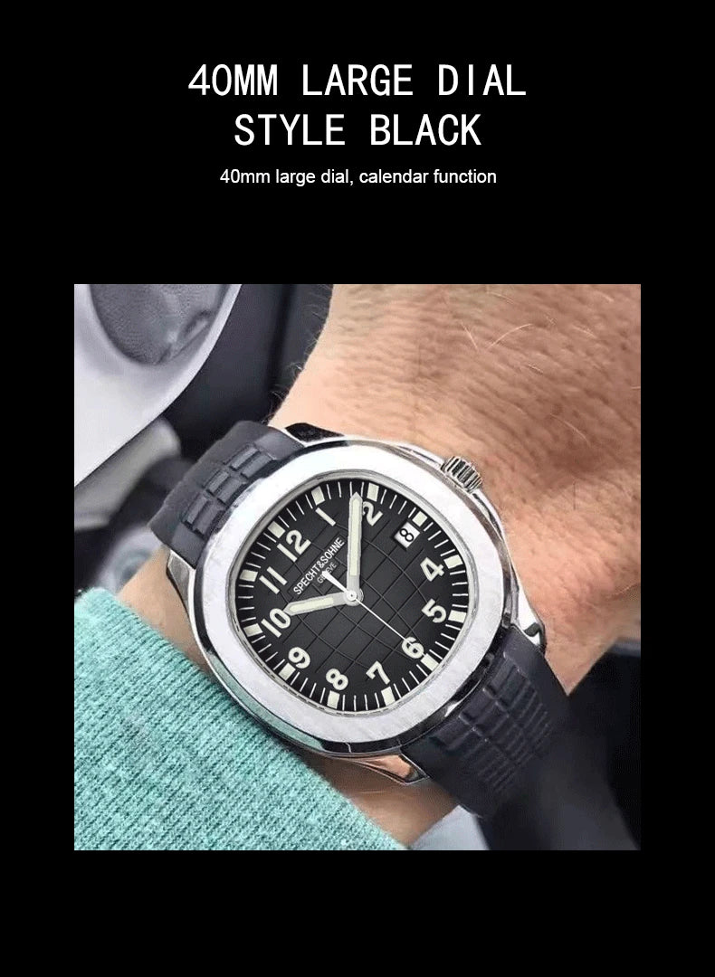 Specht&Sohne 40MM Automatic Mechanical Watch For Men Miyota 8215 Movt Sapphire Crystal 5167 Sports Wristwatch 50M Waterproof