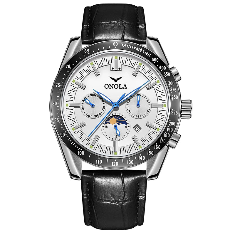Montre mécanique pour homme ONOLA – Montre automatique de luxe au style décontracté, avec bracelet en cuir et cadran ajouré